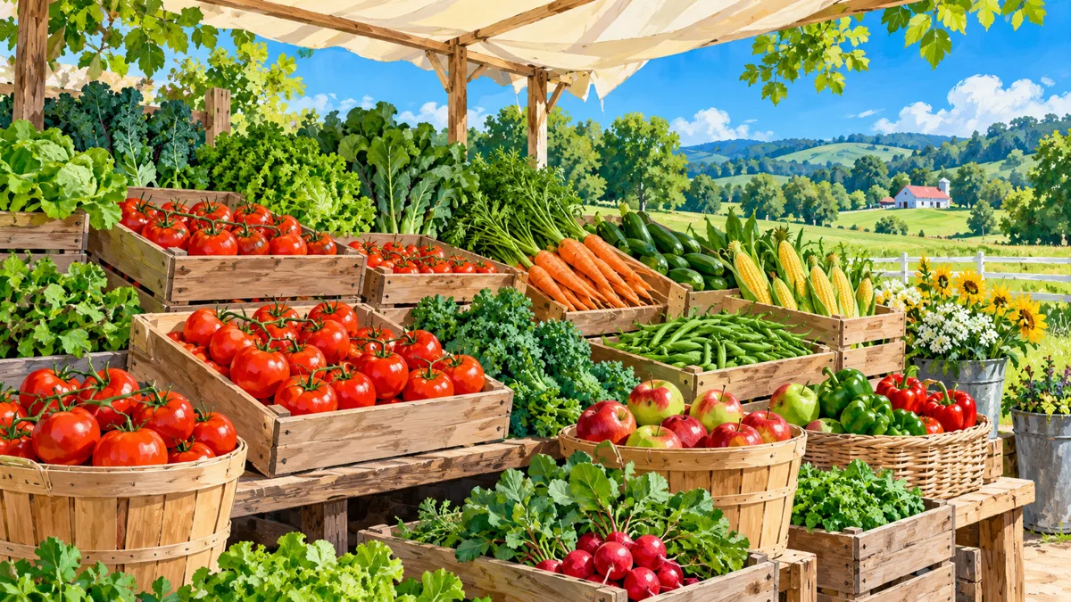 Fresh agricultural produce at a farmers market